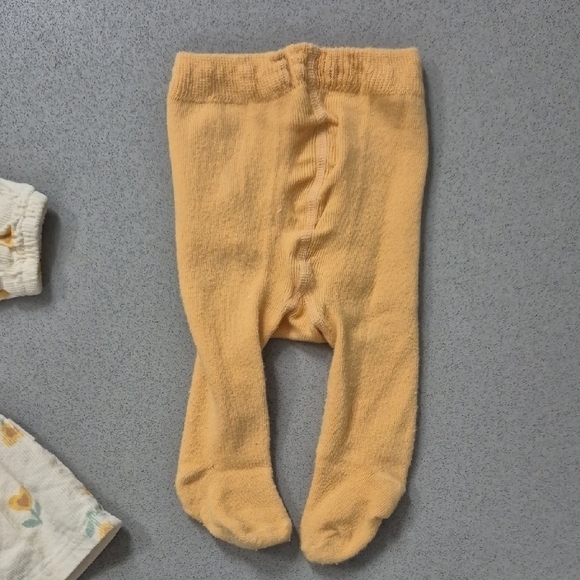 Floral Rabbit + Bear Button-Up Baby Casual Dress with Socks 3-6M - Picture 4 of 4